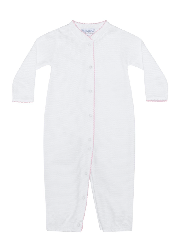 Nellapima Bubble Converter Gown - White w/Pink Trim